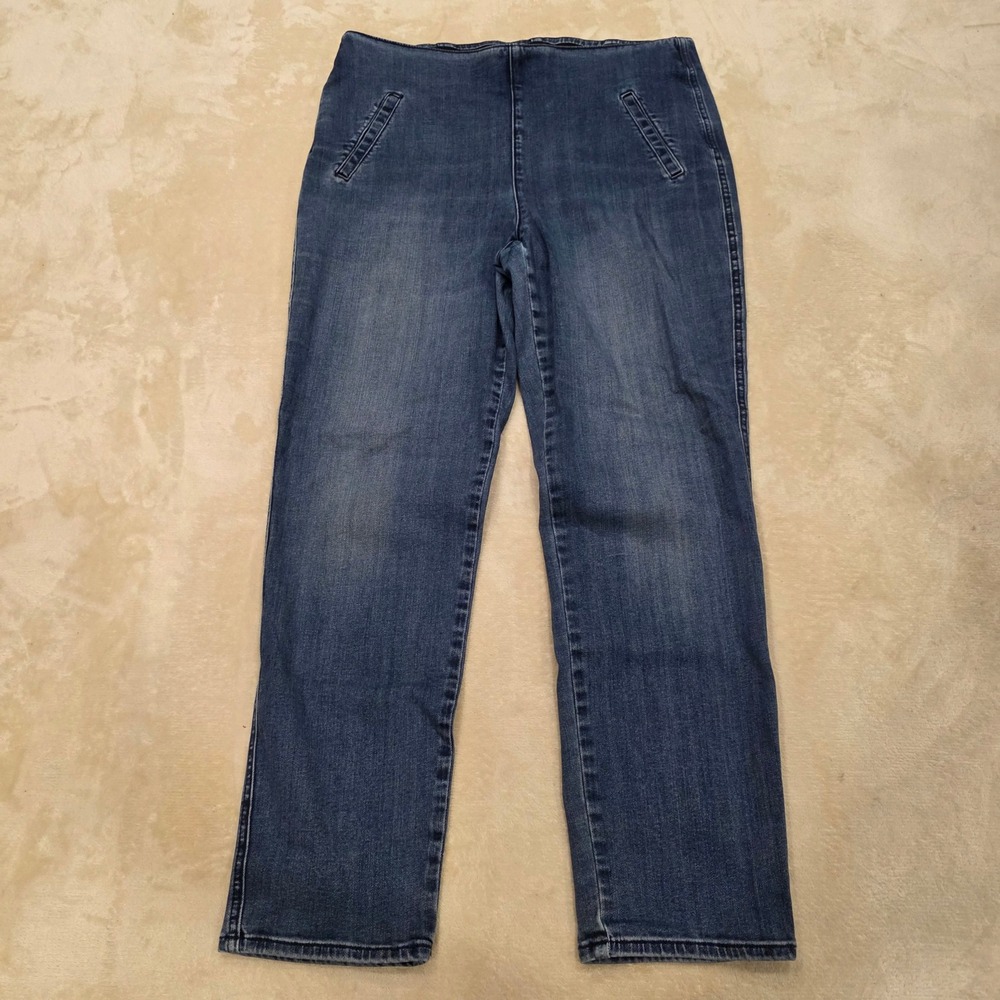 Chicos Pull On Denim Jeggings Leggings Womens 1.5 R US 10 Medium Wash Stretch